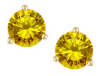 Star K Round 7mm Genuine Citrine Three 3 prong Martini Screw back Stud earrings