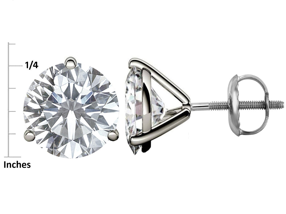 Star K Round 7mm Genuine Garnet Three 3 prong Martini Screw back Stud earrings