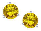 Star K Round 7mm Genuine Citrine Three 3 prong Martini Screw back Stud earrings