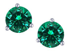 Star K Round 7mm Simulated Emerald Three 3 prong Martini Screw back Stud earrings