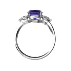Star K Three 3 Stone 8mm Round Genuine Amethyst Trillion Engagement Promise Comfort fit Ring