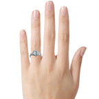 Star K™ Three 3 Stone 8mm Round Genuine Sky Blue Topaz Trillion Engagement Promise Comfort fit Ring