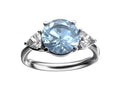 Star K™ Three 3 Stone 8mm Round Genuine Sky Blue Topaz Trillion Engagement Promise Comfort fit Ring