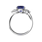 Star K Three 3 Stone 8mm Round Created Sapphire Trillion Engagement Promise Comfort fit Ring