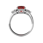 Star K Three 3 Stone 8mm Round Created Ruby Trillion Engagement Promise Comfort fit Ring