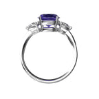 Star K Three 3 Stone 8mm Round Simulated Alexandrite Trillion Engagement Promise Comfort fit Ring
