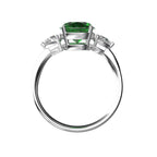 Star K Three 3 Stone 8mm Round Simulated Emerald Trillion Engagement Promise Comfort fit Ring