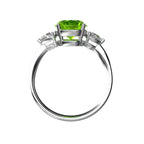 Star K Three 3 Stone 8mm Round Genuine Peridot Trillion Engagement Promise Comfort fit Ring