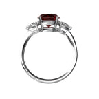 Star K Three 3 Stone 8mm Round Genuine Garnet Trillion Engagement Promise Comfort fit Ring