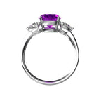 Star K™ Three 3 Stone 8mm Round Simulated Pink Tourmaline Trillion Engagement Promise Comfort fit Ring