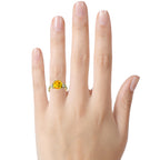Star K Three 3 Stone 8mm Round Genuine Citrine Trillion Engagement Promise Comfort fit Ring