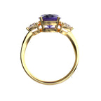 Star K Three 3 Stone 8mm Round Simulated Alexandrite Trillion Engagement Promise Comfort fit Ring