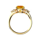 Star K Three 3 Stone 8mm Round Simulated Imperial Yellow Topaz Trillion Engagement Promise Comfort Ring