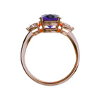 Star K Three 3 Stone 8mm Round Genuine Amethyst Trillion Engagement Promise Comfort fit Ring
