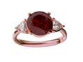Star K™ Three 3 Stone 8mm Round Genuine Garnet Trillion Engagement Promise Comfort fit Ring