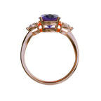 Star K Three 3 Stone 8mm Round Simulated Alexandrite Trillion Engagement Promise Comfort fit Ring