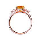 Star K™ Three 3 Stone 8mm Round Simulated Imperial Yellow Topaz Trillion Engagement Promise Comfort Ring