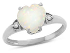 Star K™ Heart Shaped 8mm Genuine Opal Engagement Promise Wedding Ring