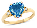 Star K Heart Shaped 8mm Genuine Blue Topaz Engagement Promise Wedding Ring