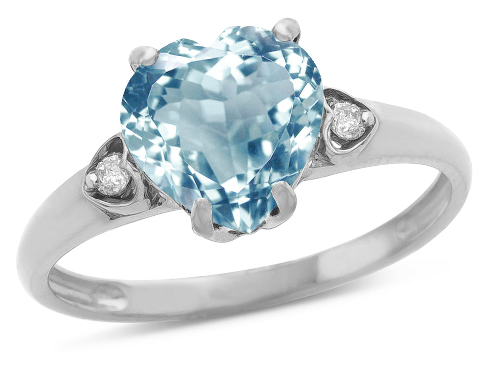 Star K™ Heart Shaped 8mm Genuine Sky Blue Topaz Engagement Promise Wedding Ring