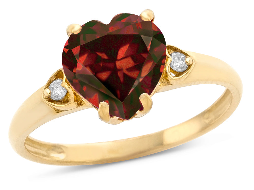 Star K™ Heart Shaped 8mm Genuine Garnet Engagement Promise Wedding Ring