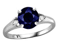 Star K Round 7mm Genuine Sapphire Three 3 Stone Heart Engagement Promise Wedding Ring