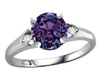 Star K™ Round 7mm Simulated Alexandrite Three 3 Stone Heart Engagement Promise Wedding Ring