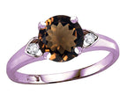 Star K™ Round 7mm Smoky Quartz Three 3 Stone Heart Engagement Promise Wedding Ring