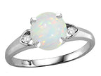 Star K™ Round 7mm Genuine Opal Three 3 Stone Heart Engagement Promise Wedding Ring