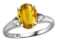 Star K™ Oval 9x7 Genuine Citrine Three 3 Stone Heart Engagement Promise Wedding Ring