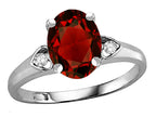 Star K Oval 9x7 Genuine Garnet Three 3 Stone Heart Engagement Promise Wedding Ring