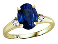Star K™ Oval 9x7 Created Sapphire Three 3 Stone Heart Engagement Promise Wedding Ring