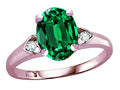 Star K™ Oval 9x7 Simulated Emerald Three 3 Stone Heart Engagement Promise Wedding Ring