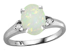 Star K™ Oval 9x7 Genuine Opal Three 3 Stone Heart Engagement Promise Wedding Ring