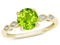 Star K™ Round 7mm Genuine Peridot Vintage Antique Look Engagement Promise Ring