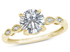 Star K Round 7mm Genuine White Topaz Vintage Antique Look Engagement Promise Ring