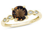 Star K Round 7mm Genuine Smoky Quartz Vintage Antique Look Engagement Promise Ring