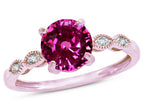 Star K Round 7mm Simulated Pink Tourmaline Vintage Antique Look Engagement Promise Ring