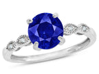 Star K Round 7mm Created Sapphire Vintage Antique Look Engagement Promise Ring
