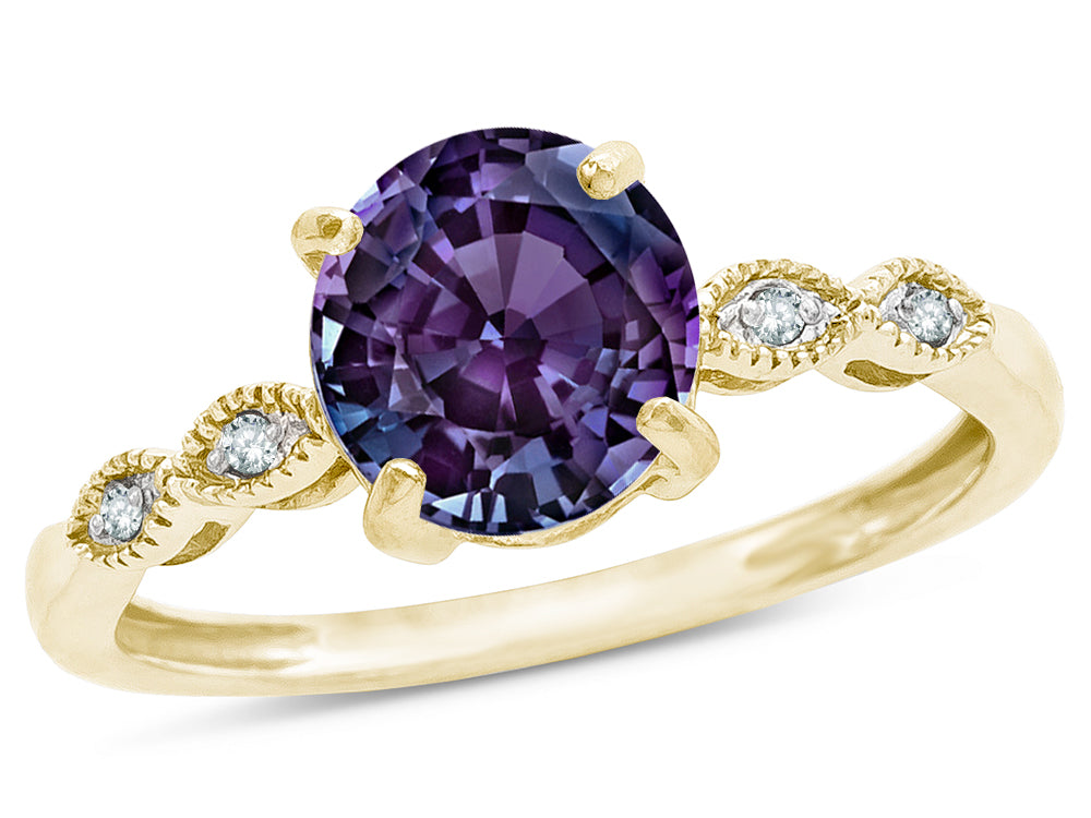 Star K™ Round 7mm Simulated Alexandrite Vintage Antique Look Engagement Promise Ring