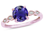 Star K Round 7mm Genuine Iolite Vintage Antique Look Engagement Promise Ring