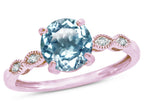 Star K Round 7mm Genuine Sky Blue Topaz Vintage Antique Look Engagement Promise Ring