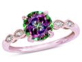 Star K™ Round 7mm Rainbow Mystic Topaz Vintage Antique Look Engagement Promise Ring
