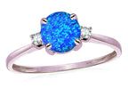 Star K™ 7mm Round Created Blue Opal Classic Three 3 stone Engagement Promise Wedding Ring
