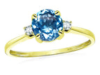 Star K™ 7mm Round Genuine Blue Topaz Classic Three 3 stone Engagement Promise Wedding Ring