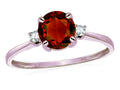 Star K™ 7mm Round Genuine Garnet Classic Three 3 stone Engagement Promise Wedding Ring