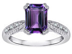 Star K™ Emerald Cut 8x6 Simulated Alexandrite Antique Vintage Style Solitaire Engagement Promise Ring