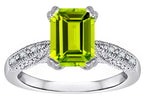 Star K Emerald Cut 8x6 Genuine Peridot Antique Vintage Style Solitaire Engagement Promise Ring
