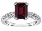 Star K Emerald Cut 8x6 Genuine Garnet Antique Vintage Style Solitaire Engagement Promise Ring