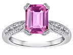Star K Emerald Cut 8x6 Created Pink Sapphire Antique Vintage Style Solitaire Engagement Promise Ring